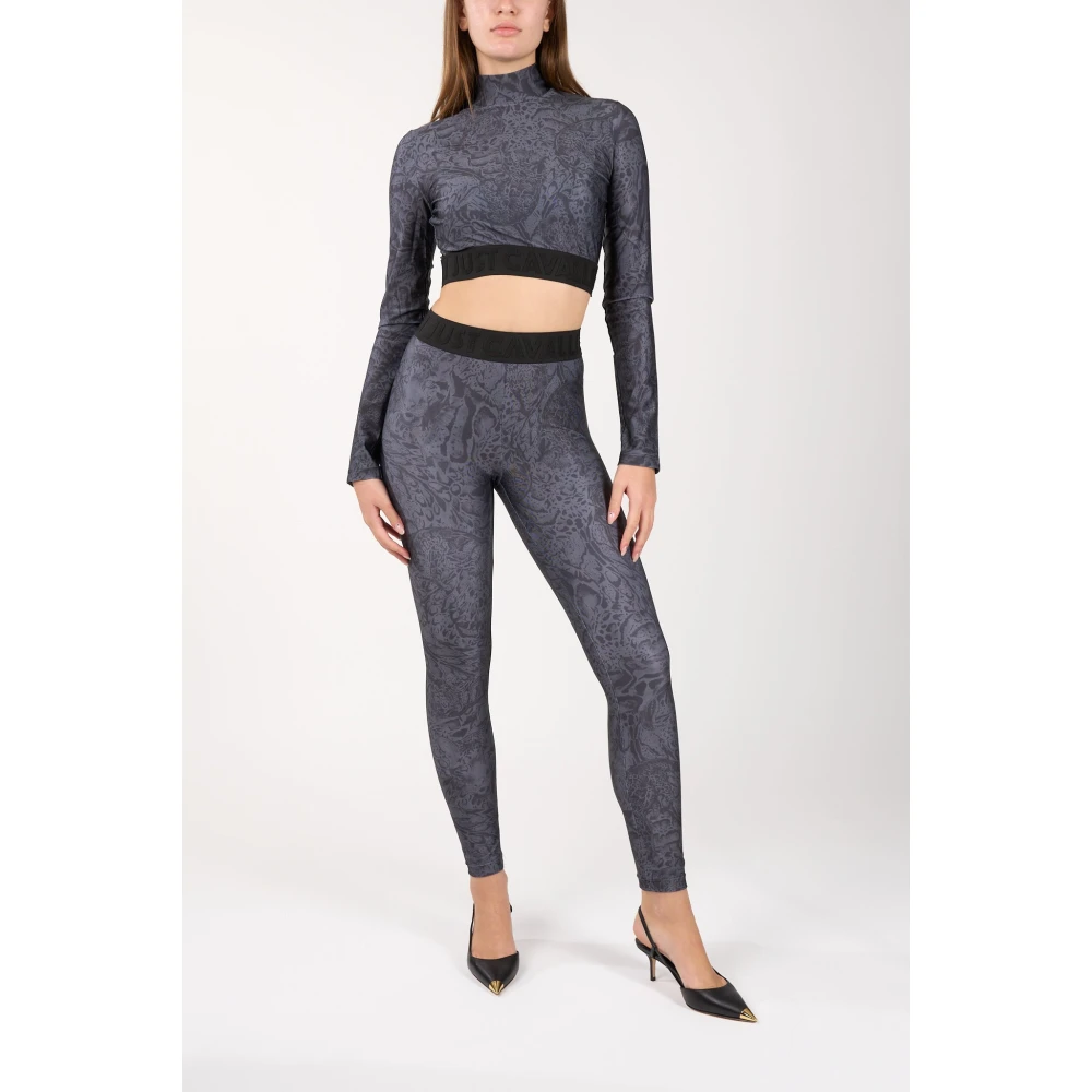 Just Cavalli Gedrukte Lycra Leggings Gray Dames