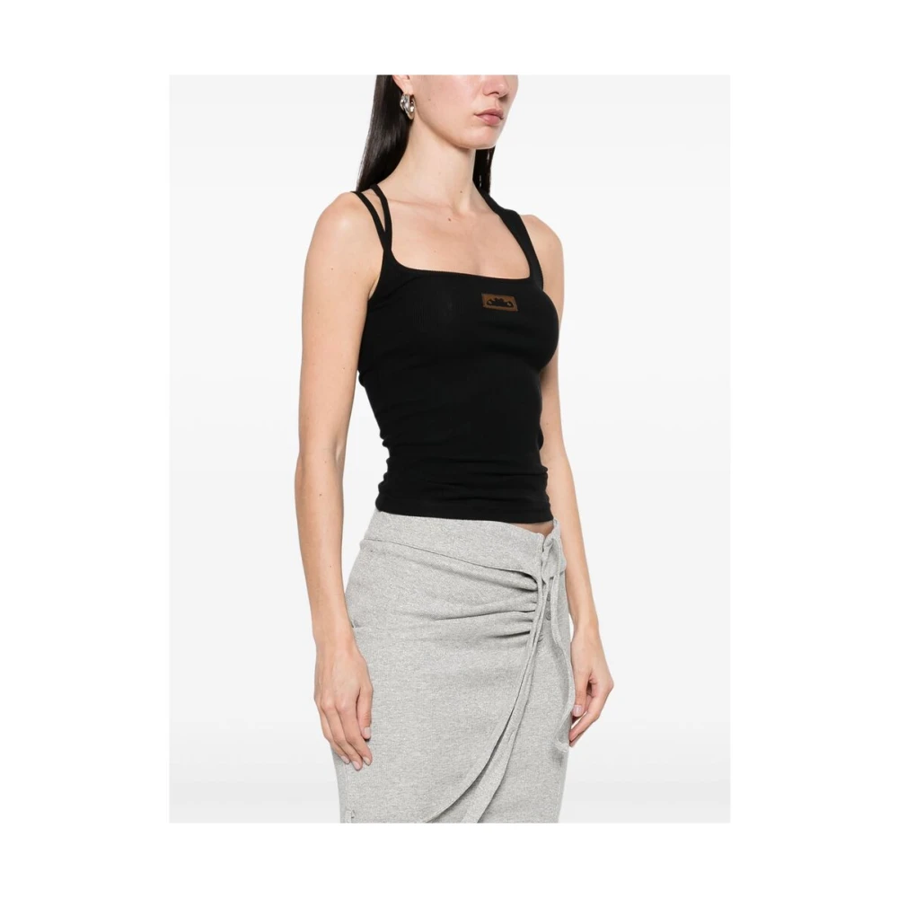 Ottolinger Zwarte Top met Vierkante Halsuitsnijding Black Dames