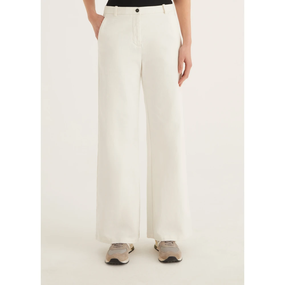Rosso35 Wijde Katoenen Broek White Dames