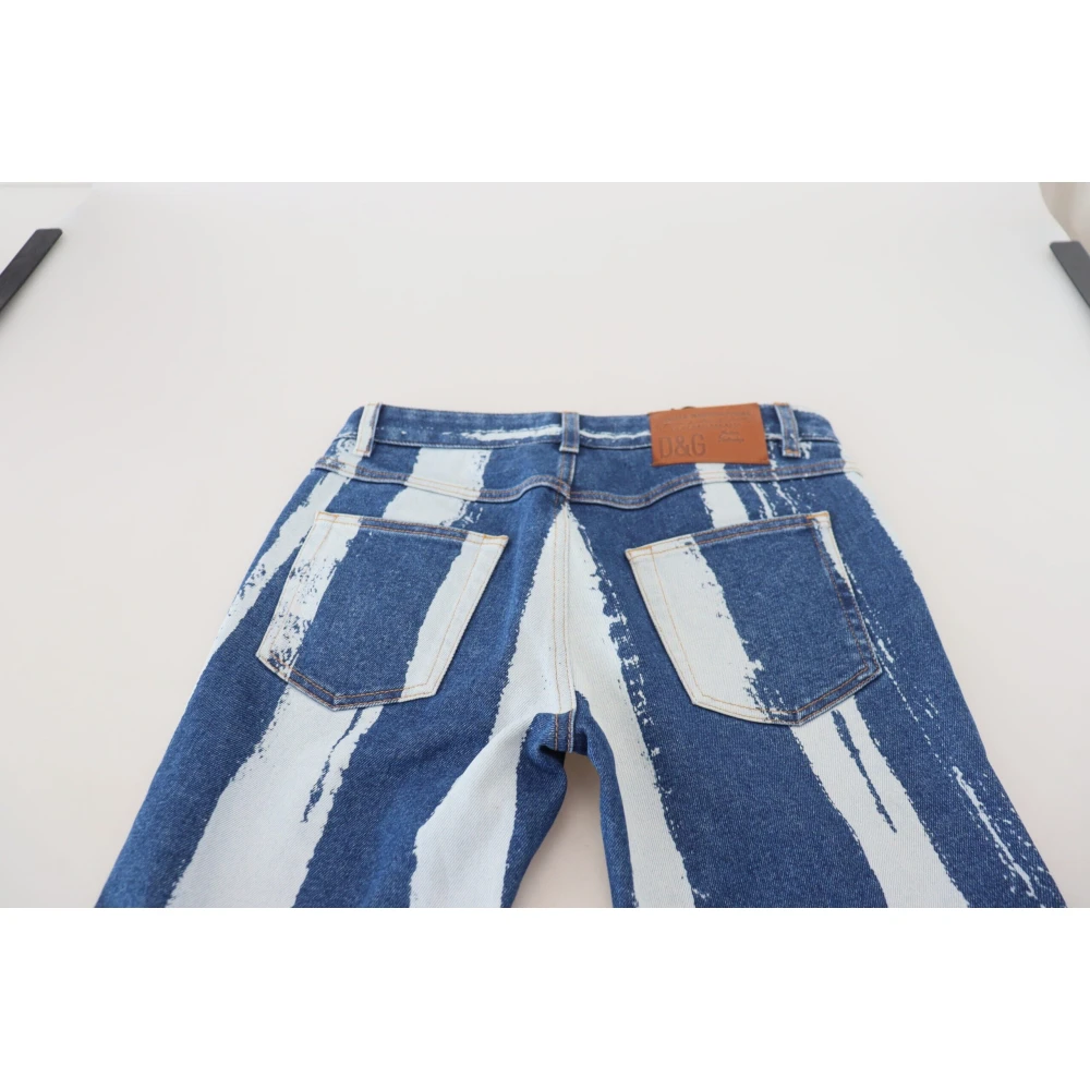 Dolce & Gabbana Cobalt Strepen Skinny Denim Jeans Blue Dames