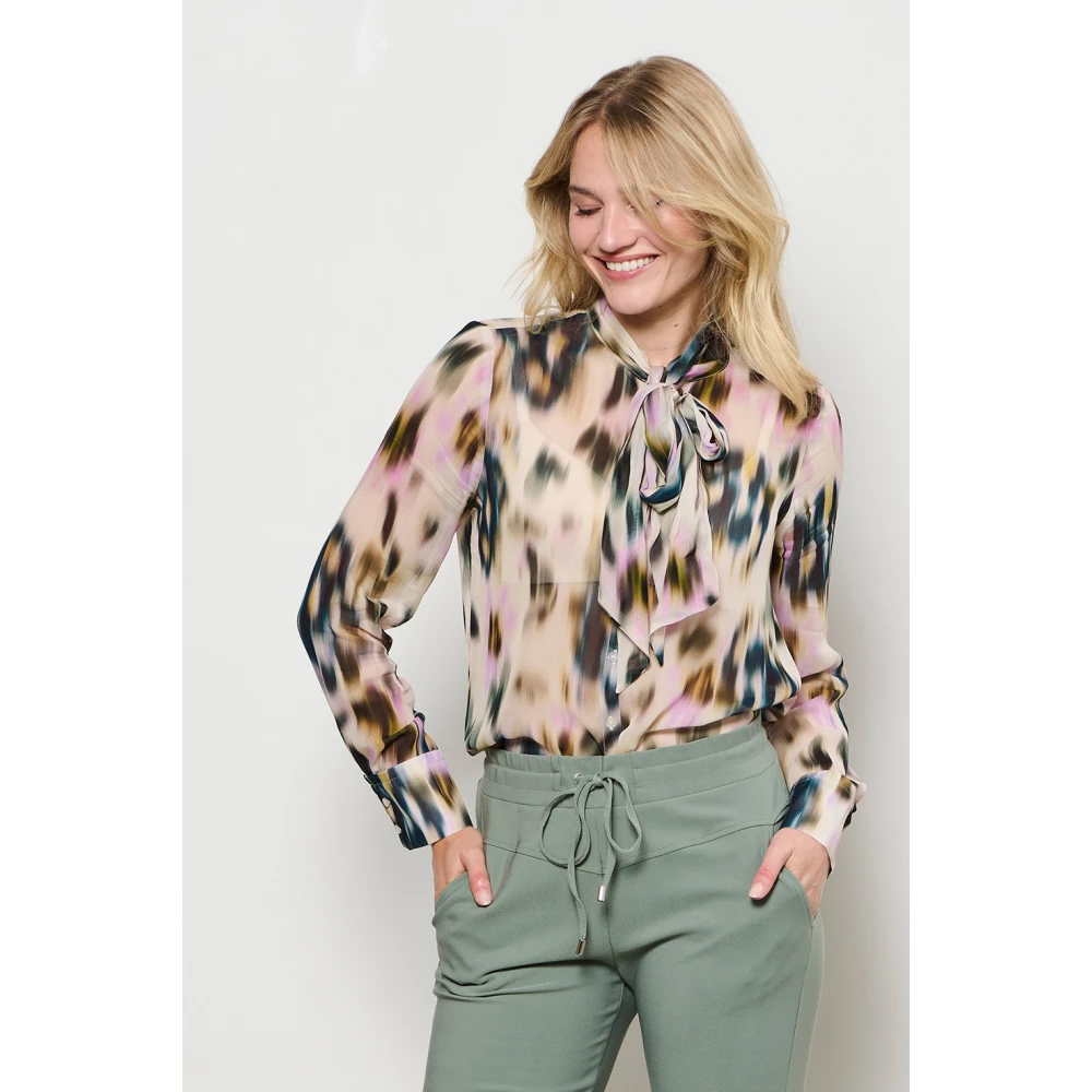&Co Woman Oversized Hemd mit V-Ausschnitt Multicolor Dames
