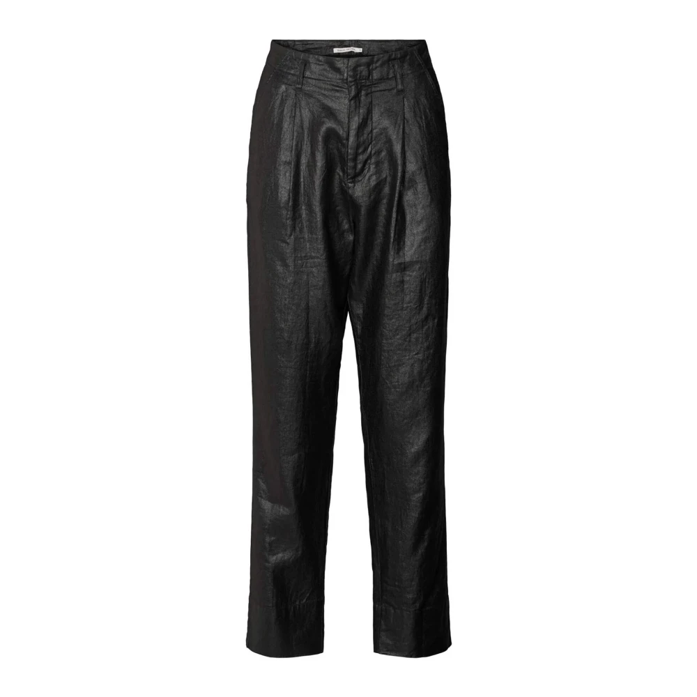 Rabens Saloner Raina Zwarte Linnen Broek Black Dames