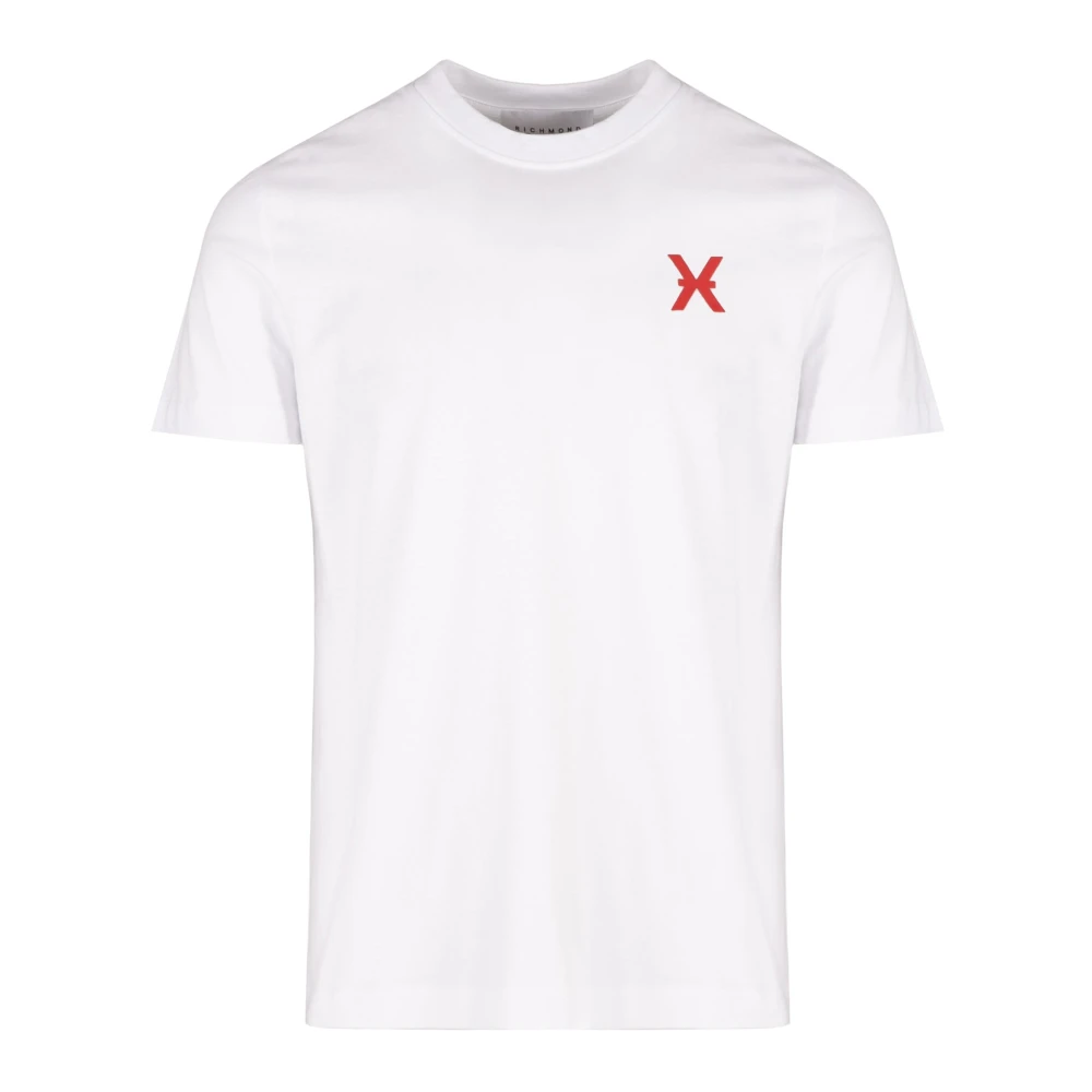 John Richmond T-Shirt med Kontrast Logo Print White, Herr