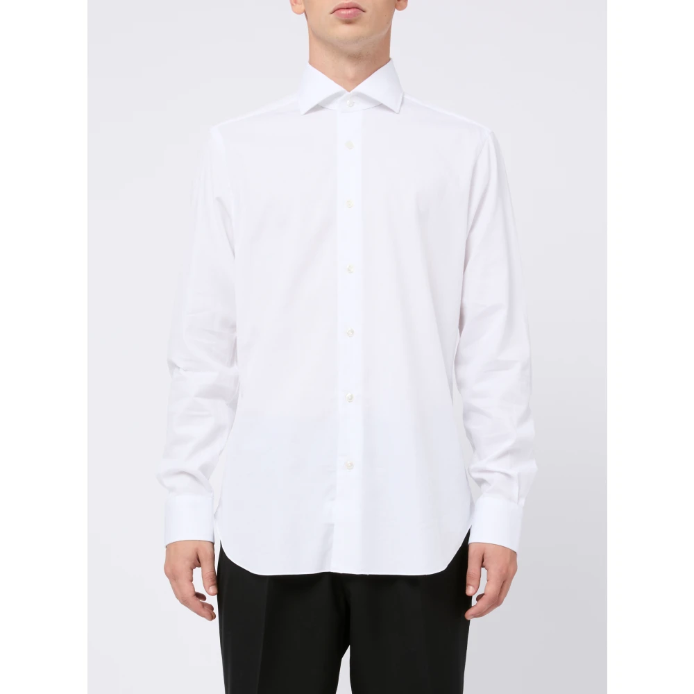 Barba Klassieke witte katoenen overhemd Aw24 White Heren