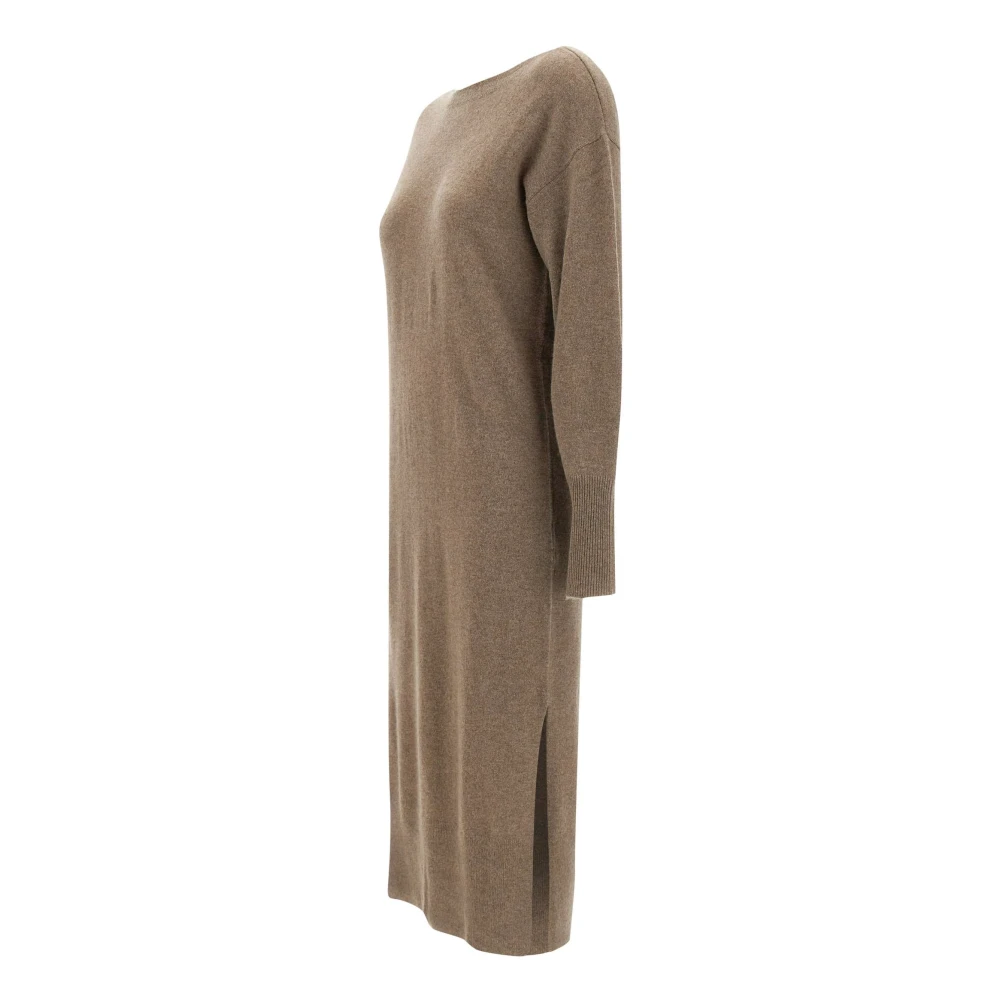 Notshy Kasjmier Taupe Jurk met V-Hals Brown Dames