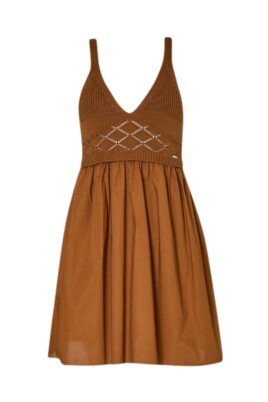 brown-biscuit-cotton-knit-poplin-dress