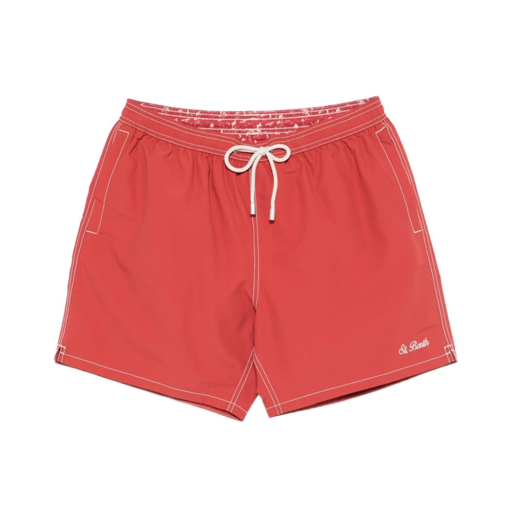 Mc2 Saint Barth Men's Red Beachwear, M, Patmos Swim Shorts