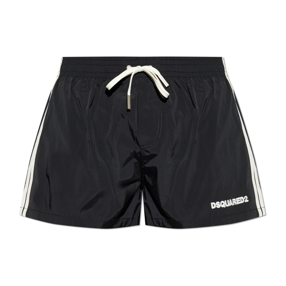 Dsquared2 Men's Black Beachwear, S, Swim Shorts With Logo