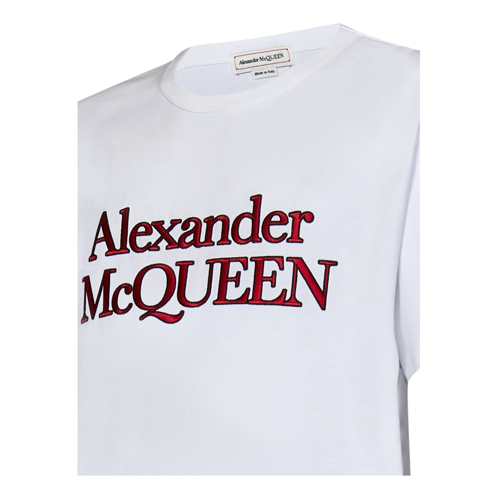 alexander mcqueen Wit Loose-Fit Katoenen T-Shirt White Heren