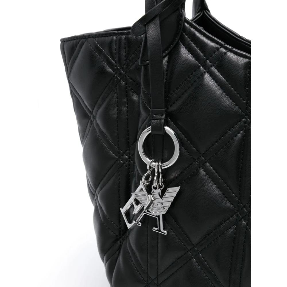 Emporio Armani Zwarte Diamant Gestikte Logo Charme Tas Black Dames