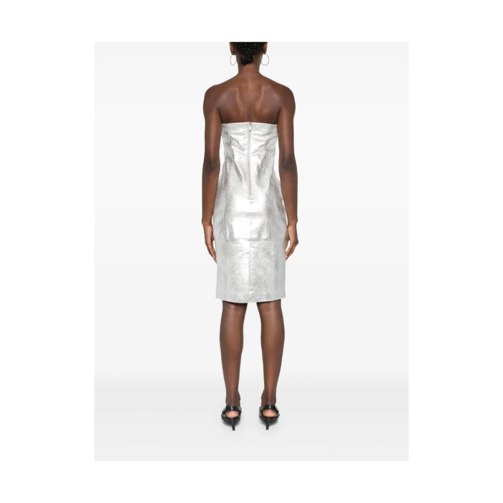 BA&SH Metallic Strapless Jurk met Achtersplit Gray Dames