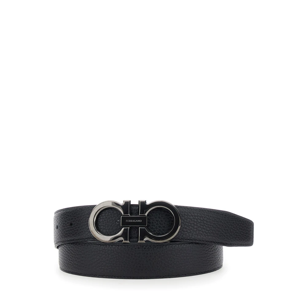 Ferragamo Men's Black Belts, 110 Cm, Double Adjust Belt