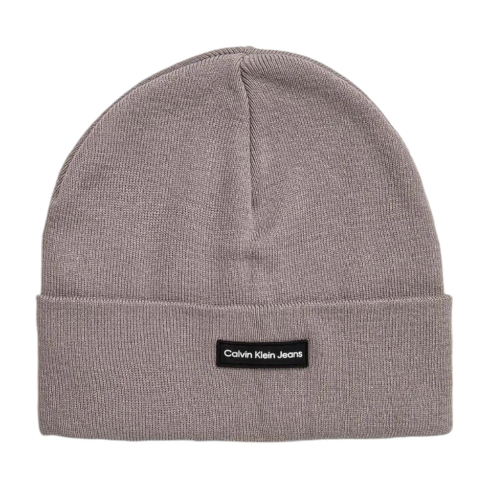 Calvin Klein Grijze Effen Polyester Beanie Hat Gray Heren