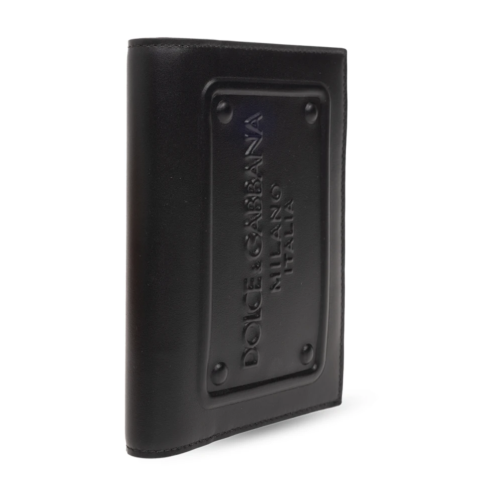 Dolce & Gabbana Leren paspoorthoesje Black Heren