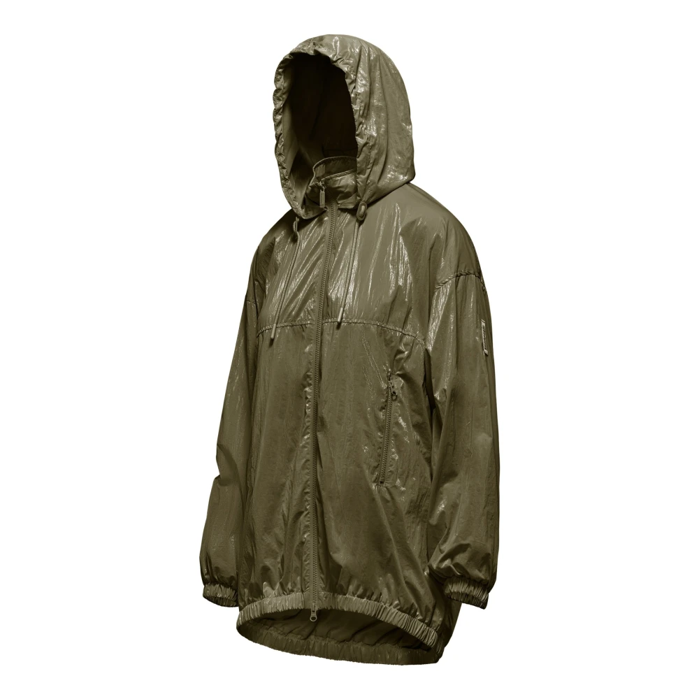 BomBoogie Glanzende Nylon Parka met Capuchon Green Dames
