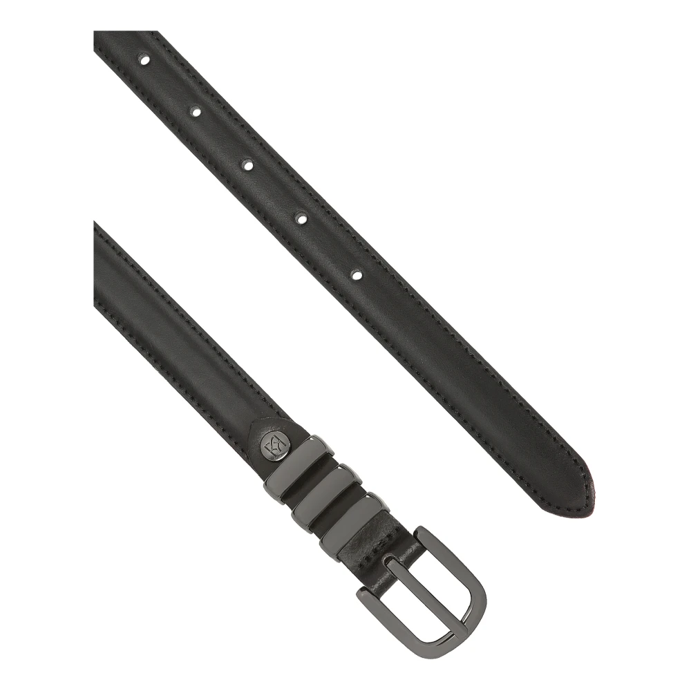 Kazar Zwarte smalle riem met pistool metalen gesp Black Dames