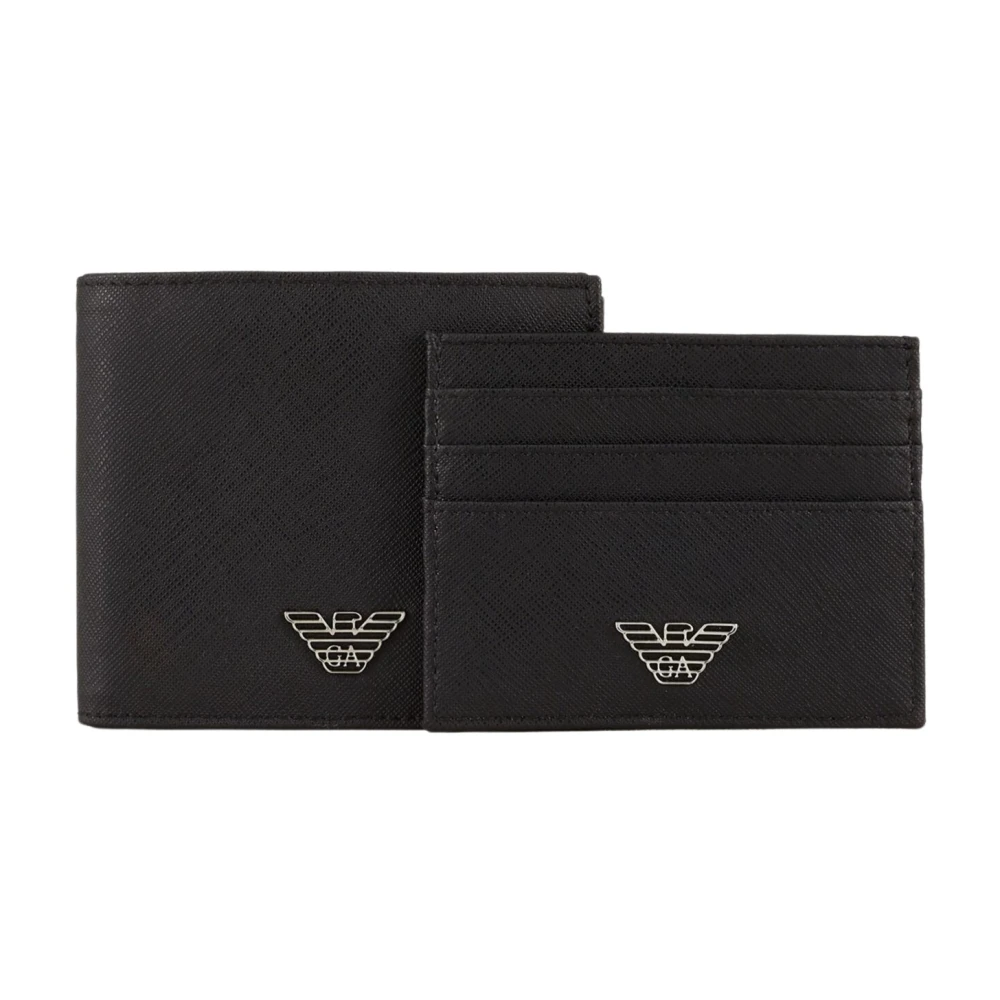 Emporio Armani Unisex Black Wallets & Cardholders, One Size, Men's Wallet Set With Logo Details