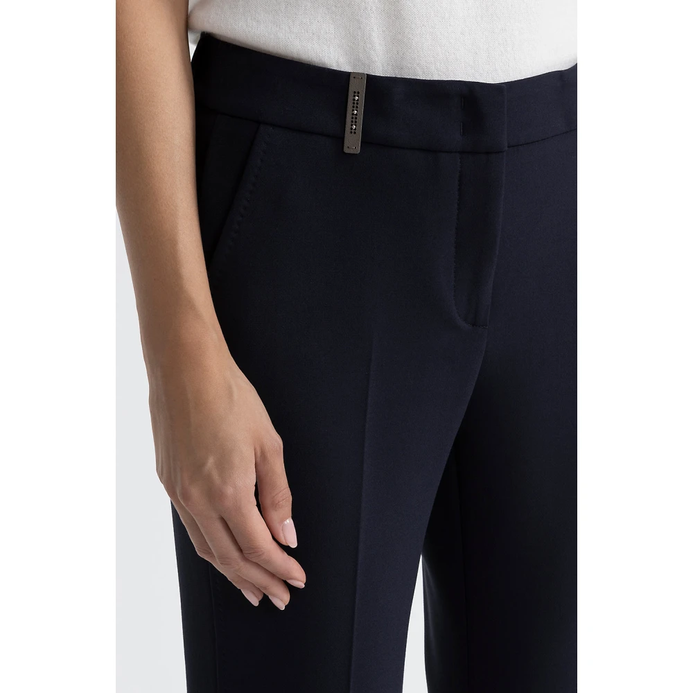 PESERICO Iconic 4718 stretch viscose dubbele stofbroek Blue Dames