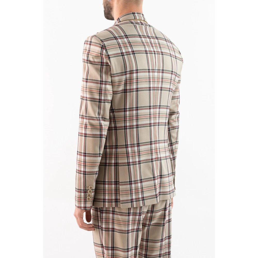 Corsinelabedoli Geruite Print Double-Breasted Jas Multicolor Heren