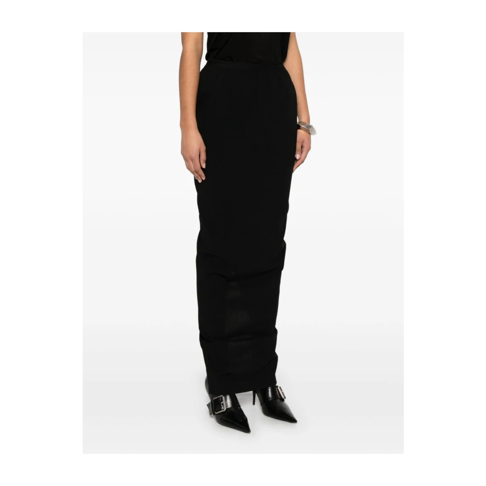 Rick Owens Rok met elastische tailleband en split Black Dames