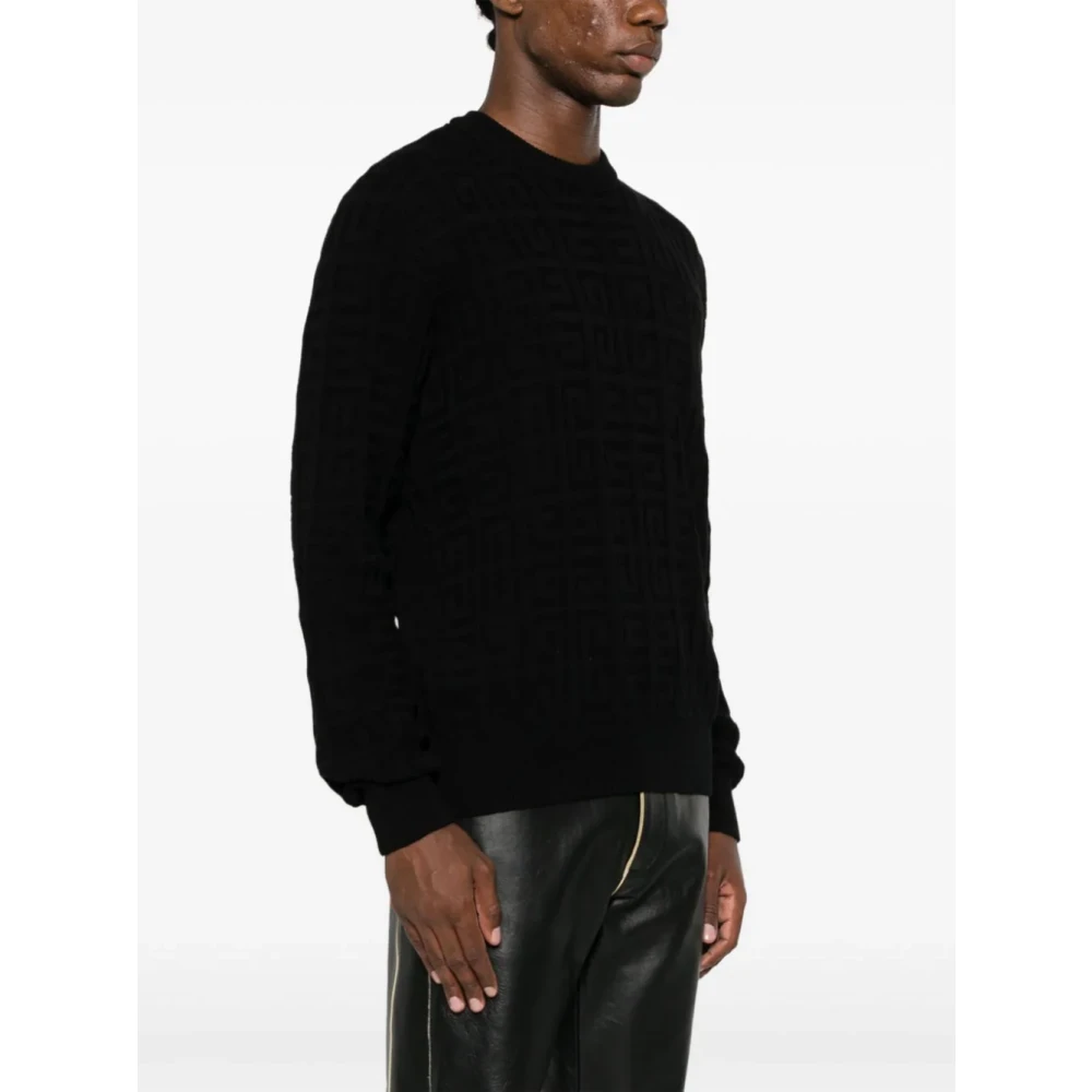 Givenchy Zwarte 4G-patroon Crew Neck Sweater Black Heren