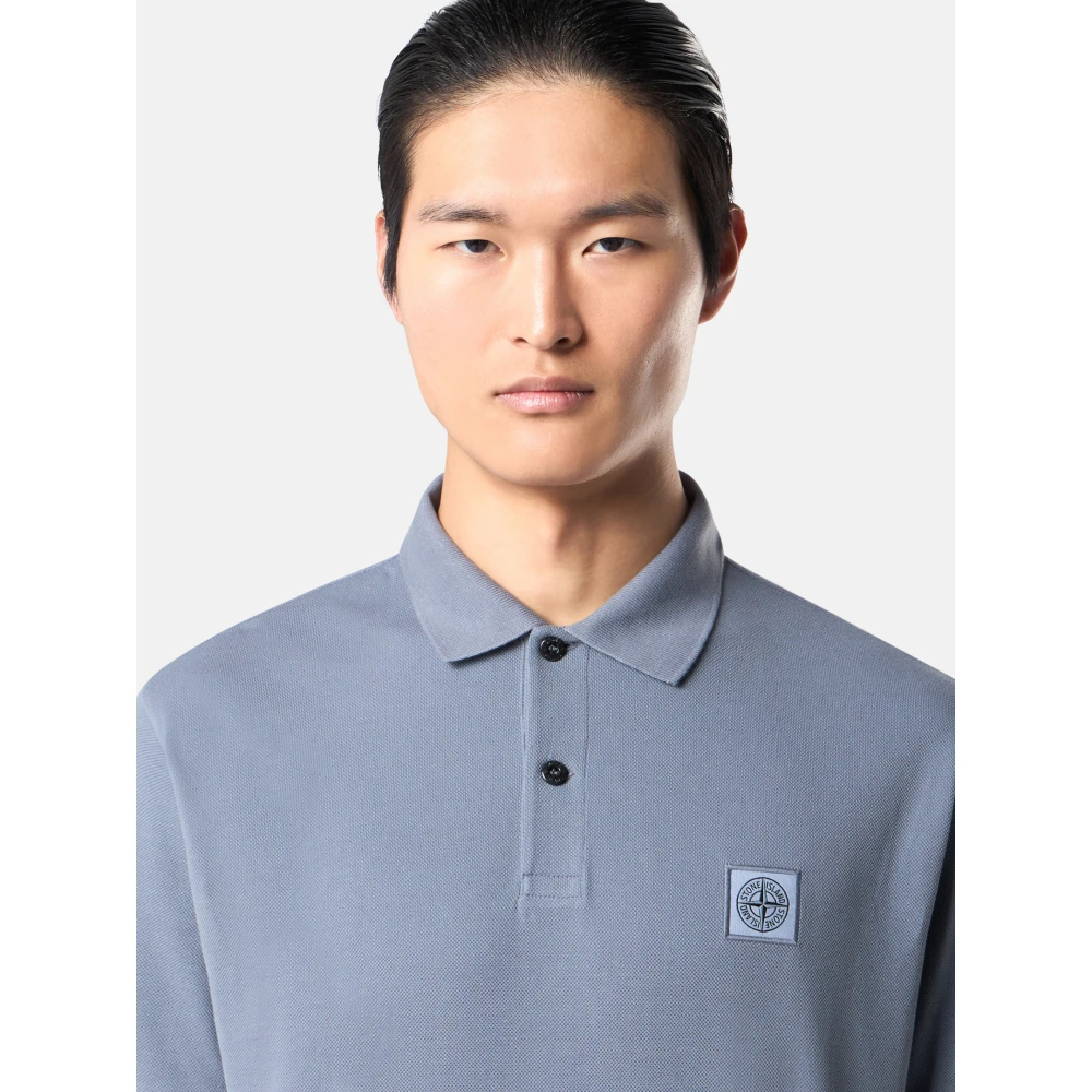 Stone Island Piqué Polo Shirt met Compass Logo Blue Heren