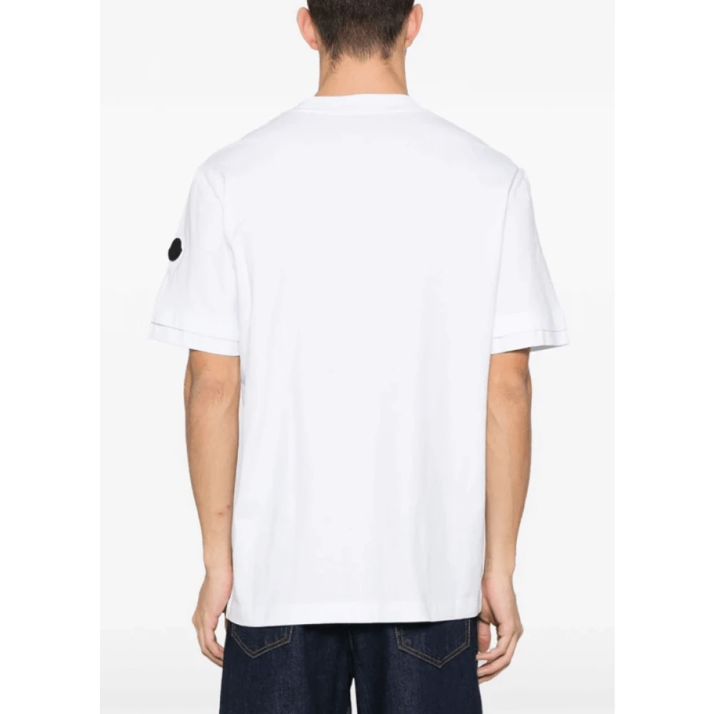 Moncler Logo Print Katoenen T-Shirt White Heren