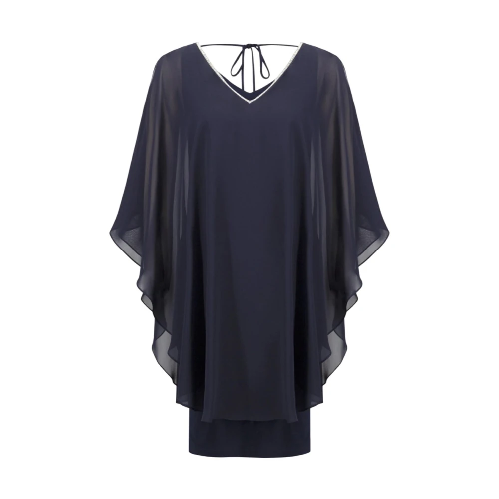 Joseph Ribkoff Blå Elegant Cape Sleeve Cocktailklänning