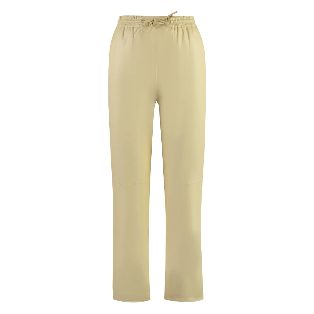 Yves Salomon Verstelbare enkeltrekkoord leren broek Yellow Dames