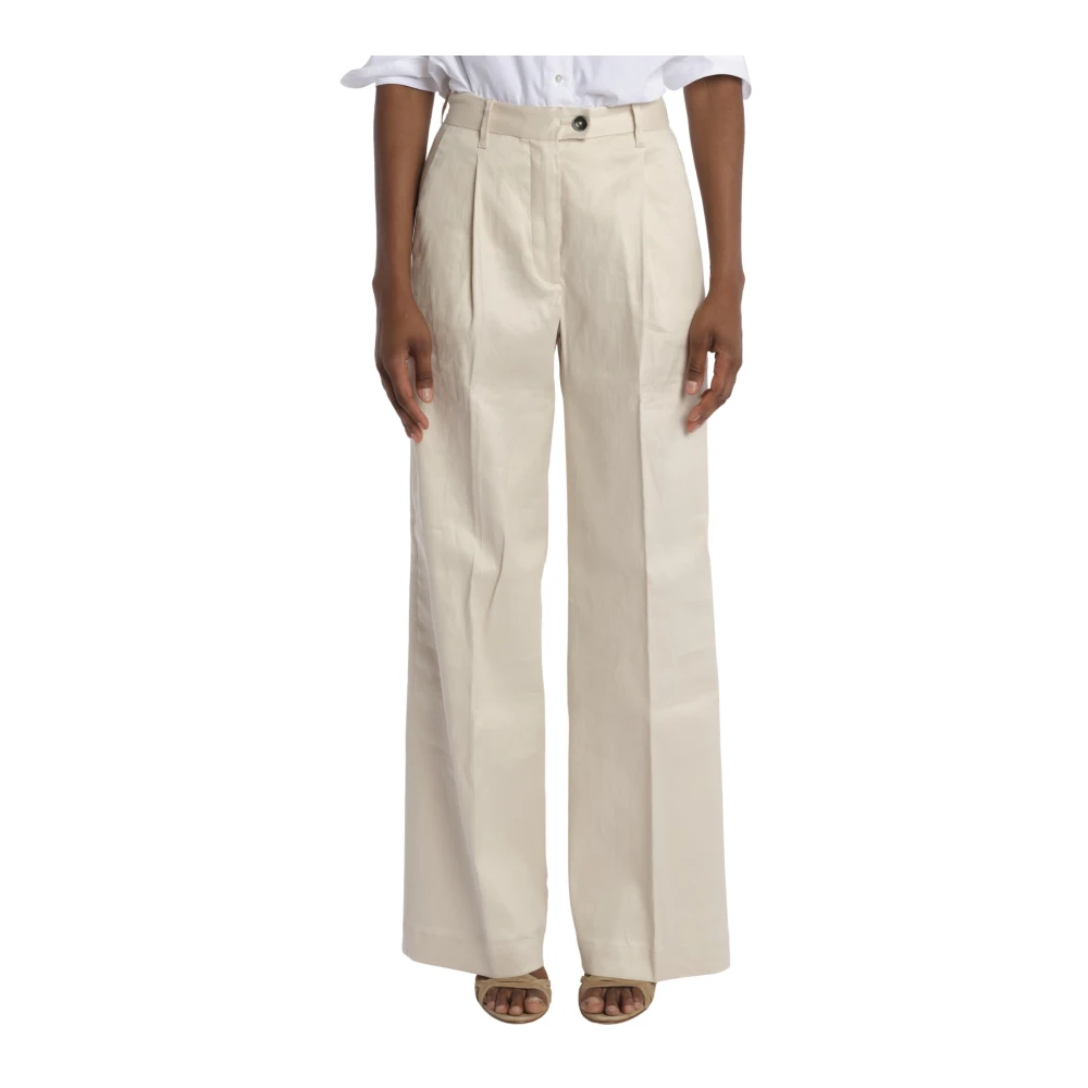 Nine In The Morning Beige Linnen Katoen Broek Beige Dames