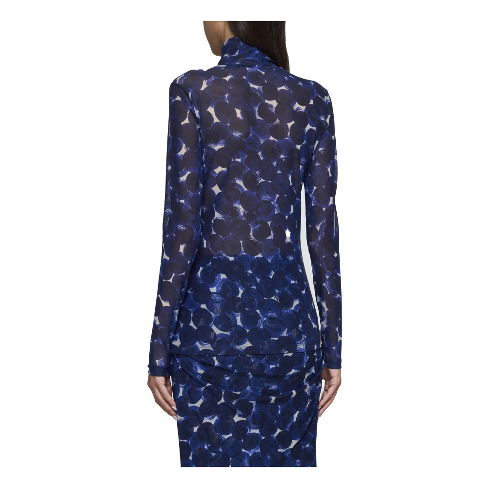 Dries Van Noten Blauw abstract print coltrui Blue Dames