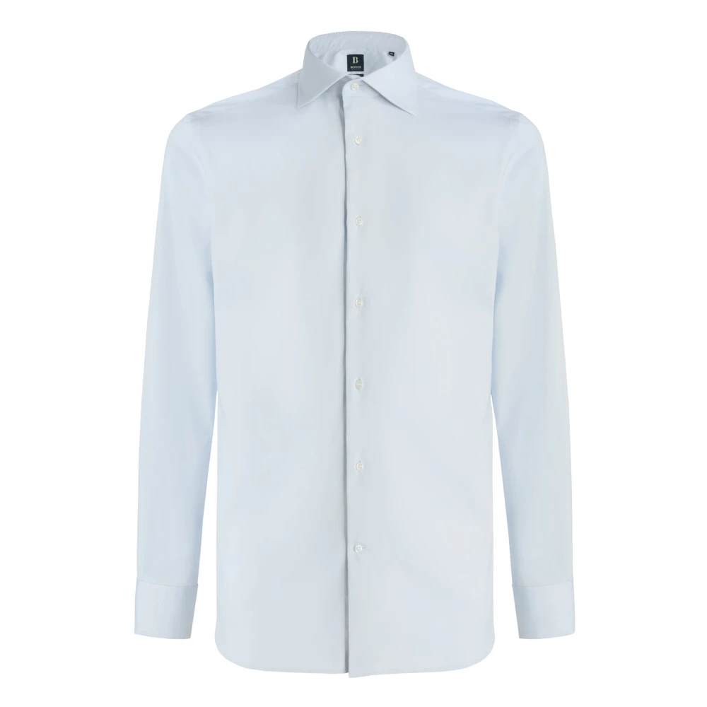 Boggi Milano Stretch P.Point Windsor Kraag Hemd Blue Heren