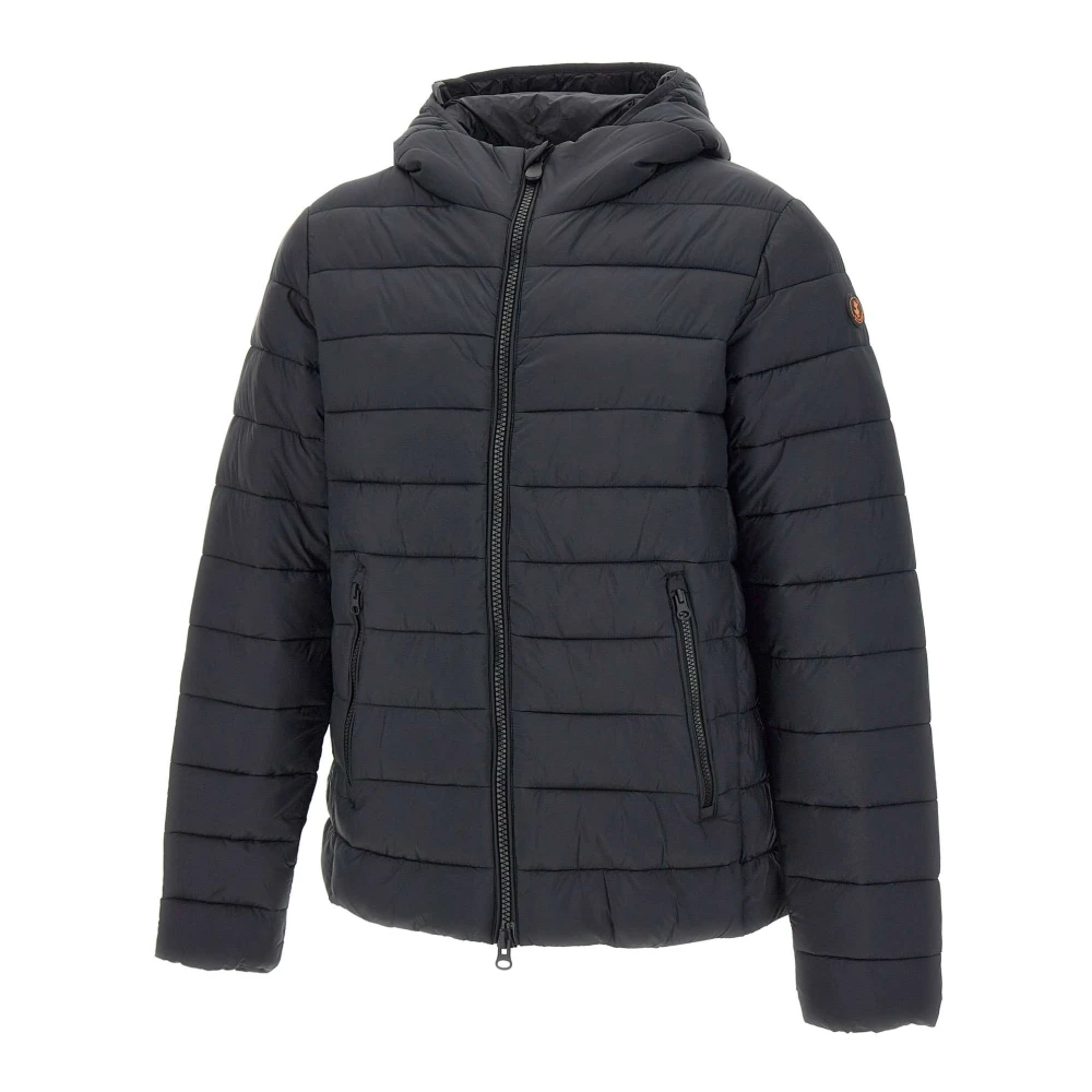 Save The Duck Zwarte waterafstotende jas met capuchon Black Heren