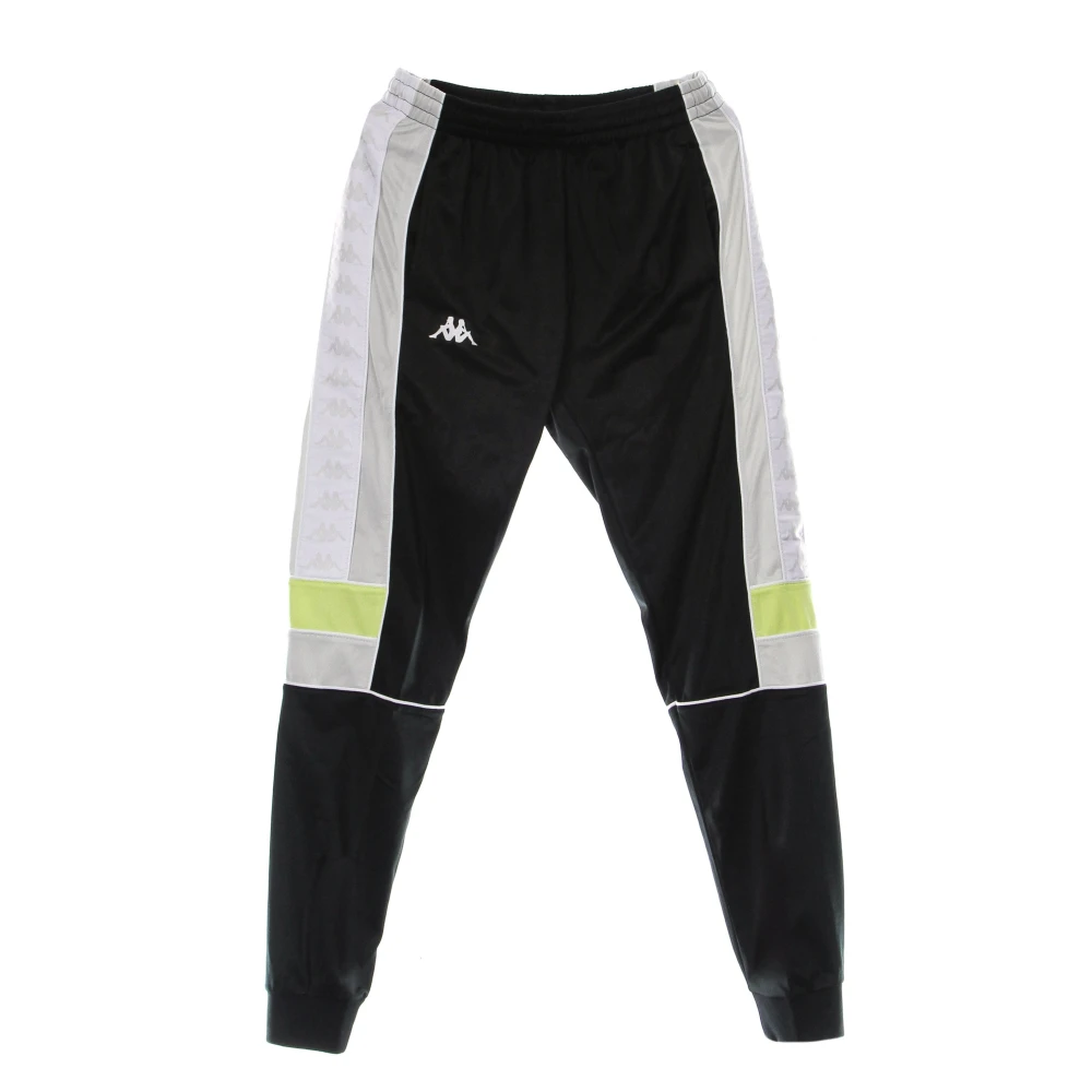 Kappa Men's Black Sweatpants,, Slim Tracksuit Trousers /Grey/Lime/White Medium