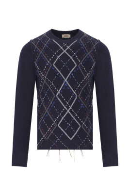 pull-a-col-rond-en-diamant-marine
