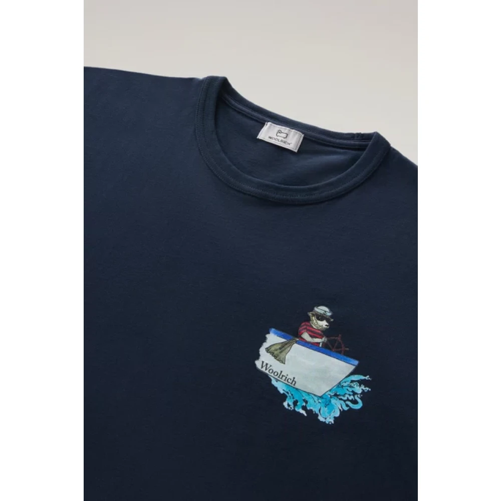Woolrich Geanimeerd Schapen Katoenen T-shirt Blauw Blue Heren