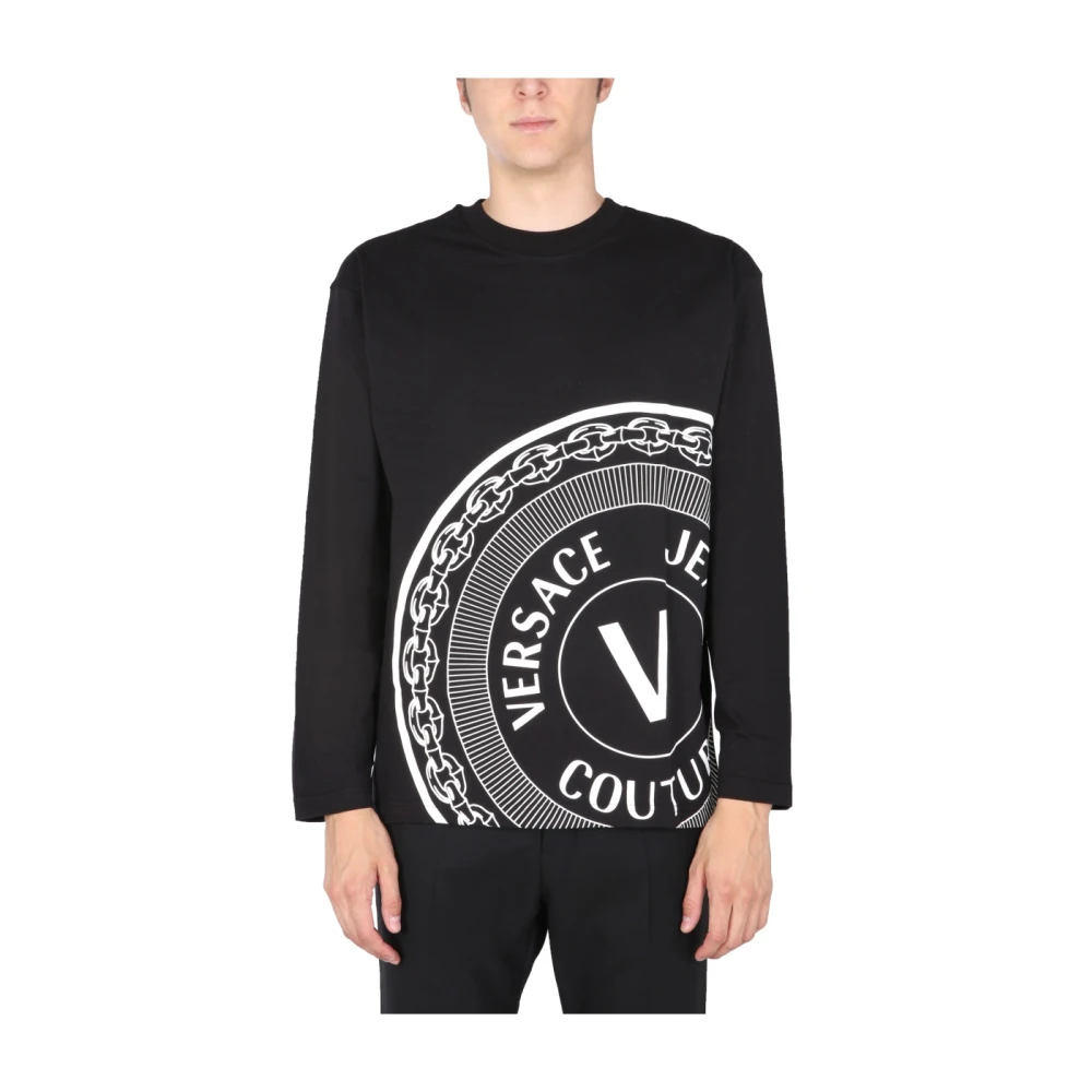 Versace Jeans Couture Embleem Logo Ronde Hals T-Shirt Black Heren