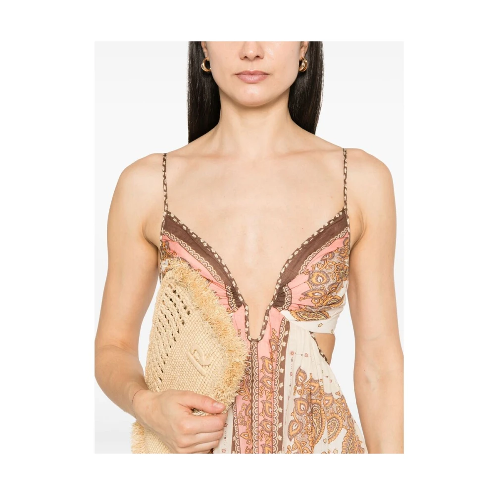 Zimmermann Beige V-Hals Jurk Mode Multicolor Dames