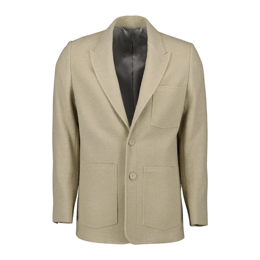 Dior Men's Beige Blazers, S, Wool Blazer With Peak Lapel
