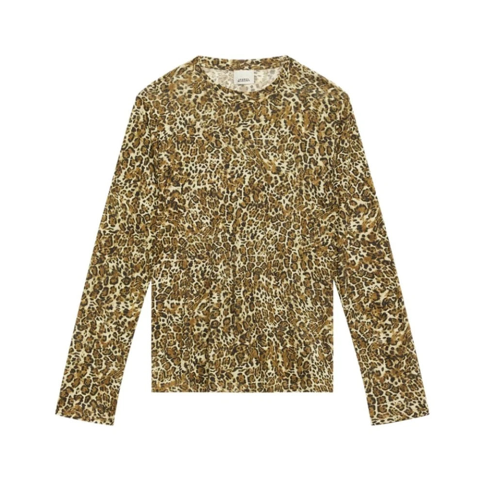 Isabel marant Luipaardprint Katoen Ronde Hals T-shirt Brown Dames