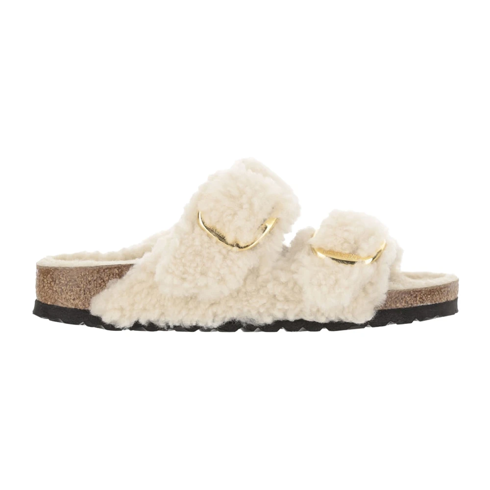 Birkenstock Shearling Sandaler med Justerbara Remmar White, Dam