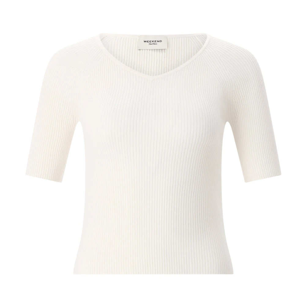 Weekend Max Mara Vrouw Beige Truien & Vesten Dames, Xl, V-Hals Breiwerk