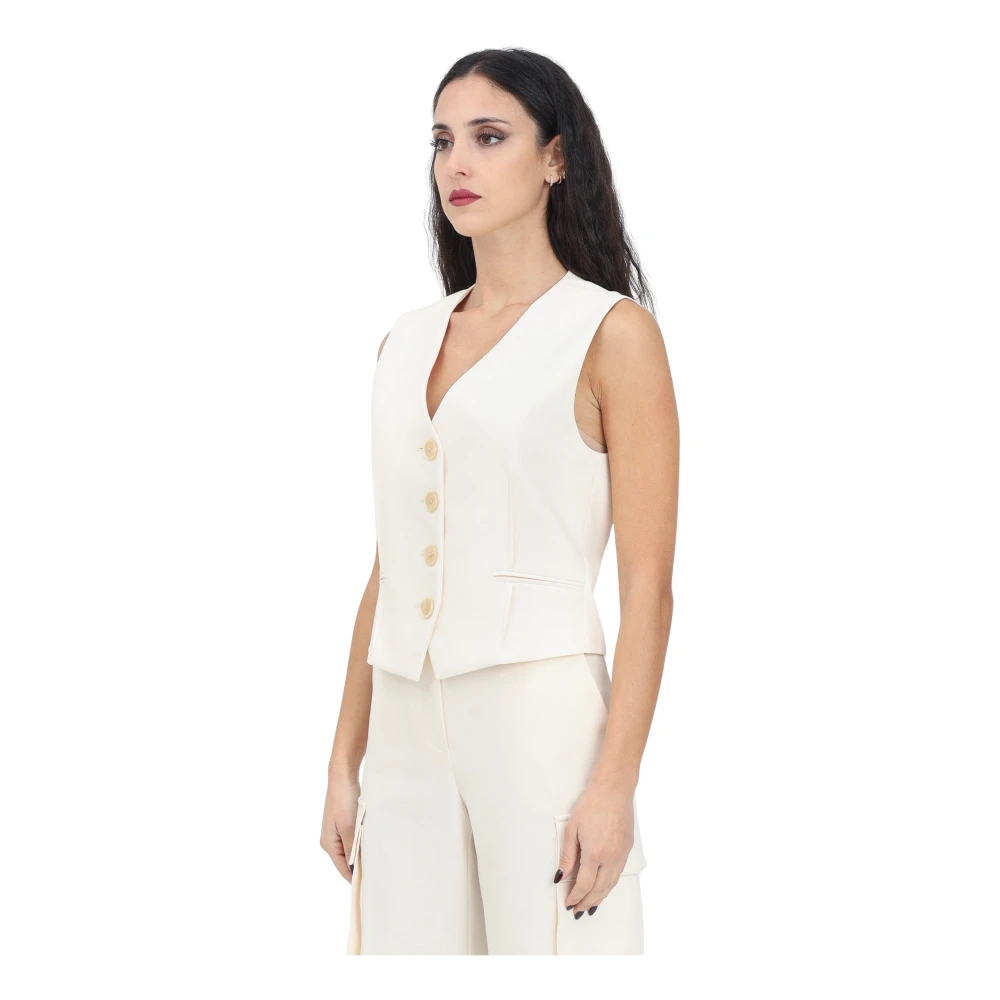 PATRIZIA PEPE Crème Jassen met Fly Detail Beige Dames