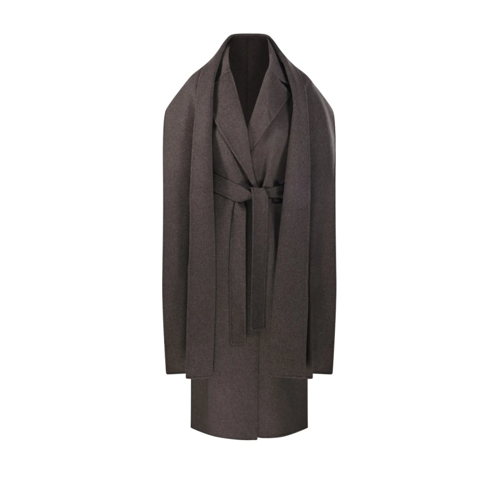 'S Max Mara Women's Grey Scarf-Detail Virgin Wool Wrap Coat UK Size 8 - Mytheresa - Image 3