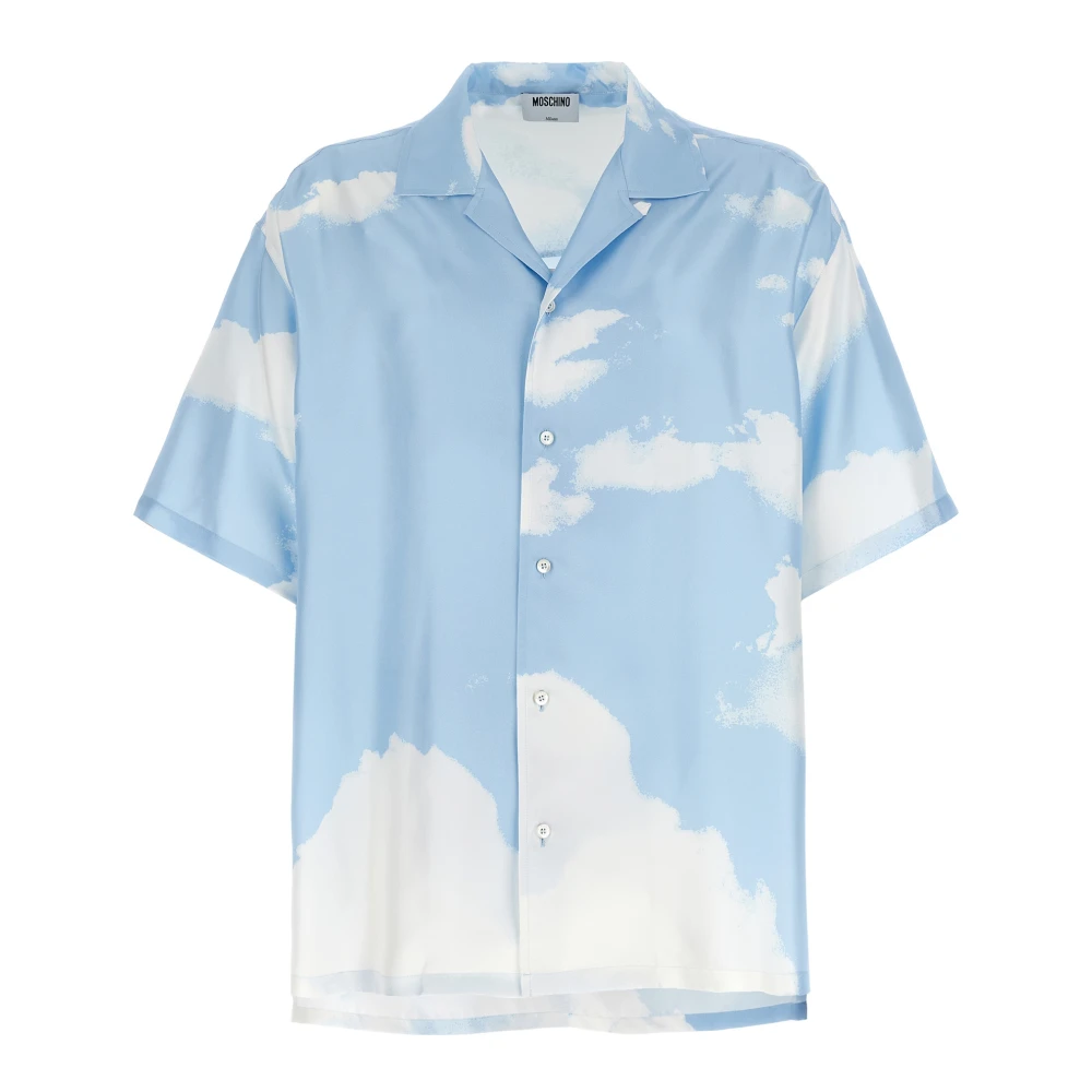Moschino Men's Silk Twill Shirt Archive Clouds