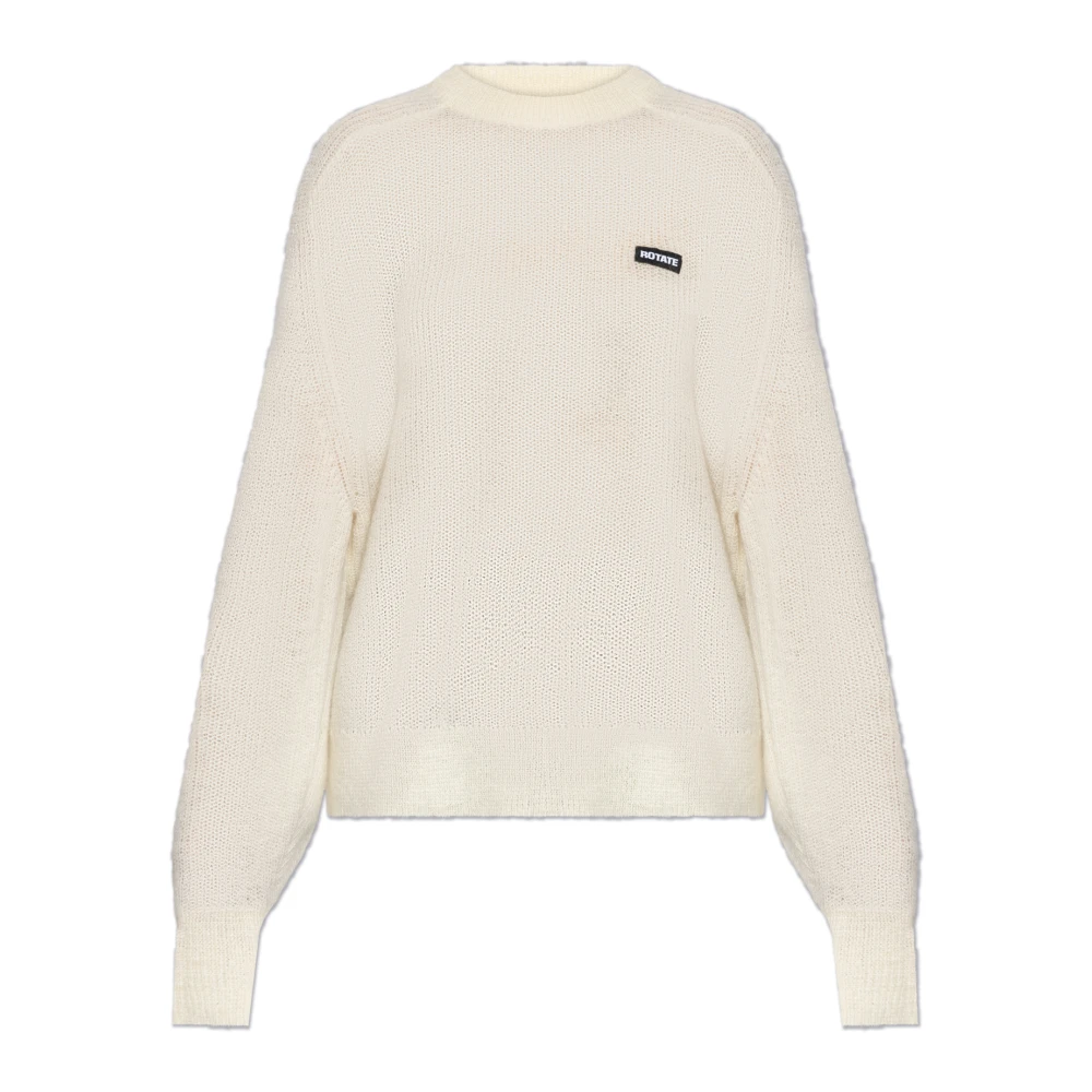 Rotate Birger Christensen Trui met logo patch Beige Dames