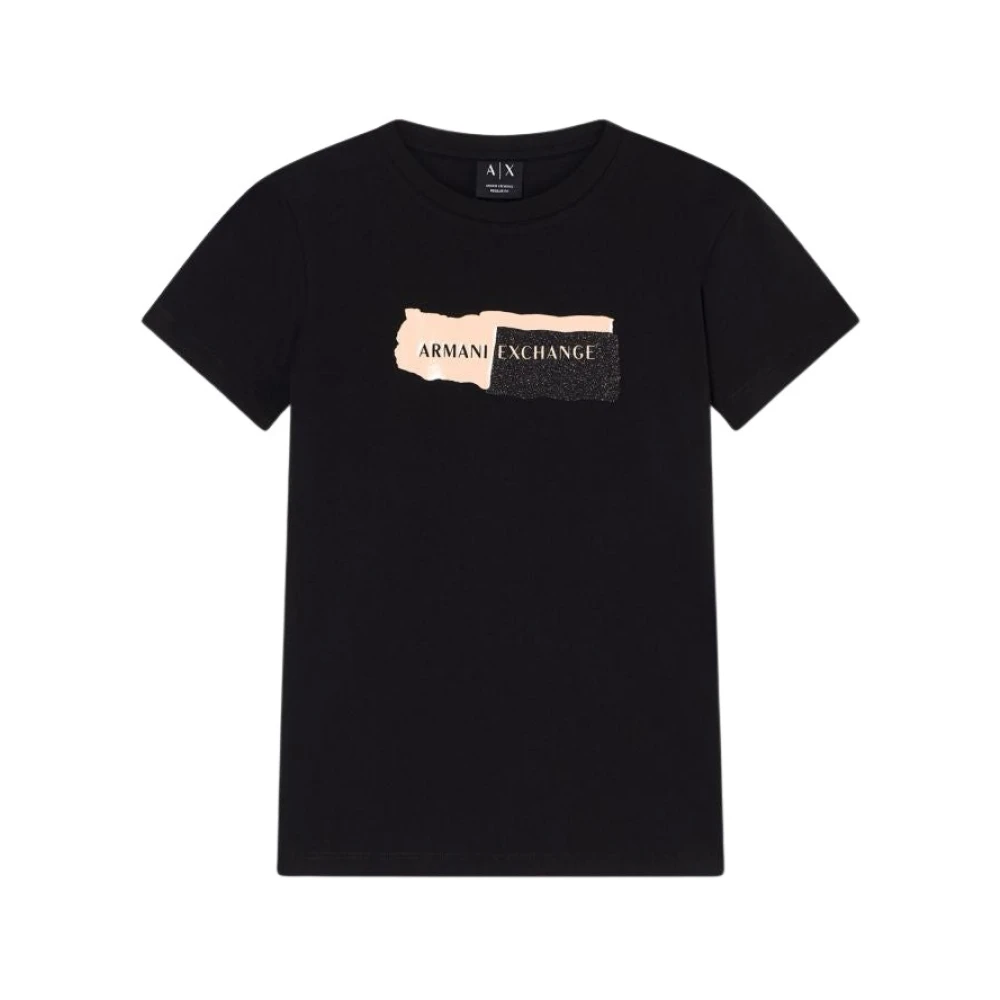 Armani Exchange Vrouw Zwart Tops Dames, Xs, Katoen, Logo T-Shirt