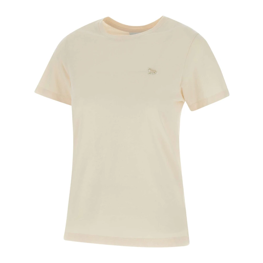 Maison Kitsuné Baby Fox T-shirt Ivoor Crew Neck Beige Dames