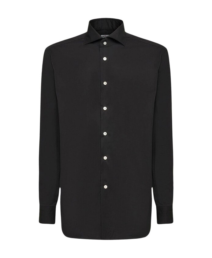 chemise-noire-en-coton-avec-boutons-sculptes-a-la-main