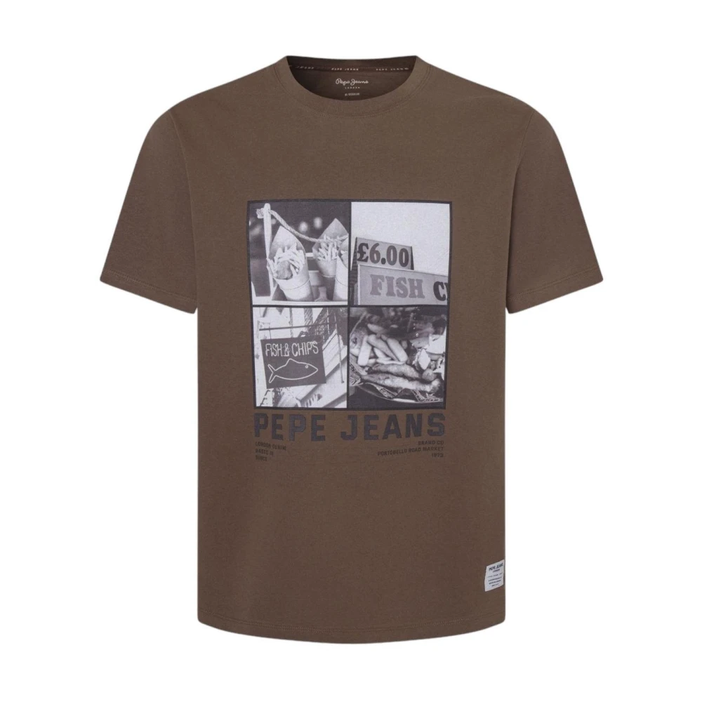 Pepe Jeans Fish&Chips Fotoprint T-shirt Brown Heren